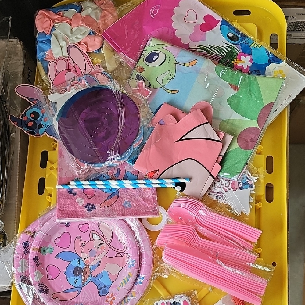Lilo And Stitch Pink and Purple Cartoon Party Supplies Set